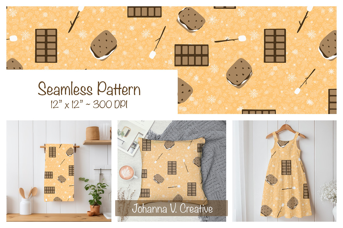 S’mores Seamless Pattern – Cozy Camp, an Illustration by Johanna V. Creative (Photo 1 of 3)