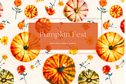 Pumpkin Fest Watercolor Pattern, a Pattern Graphic by MouseGrey (Thumbnail 1 of 10)