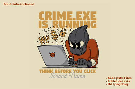 retro hacker mascot using laptop