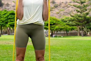 Woman training with a resistance band, a Sports & Recreation Photo by etorres69