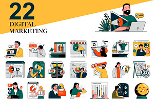 Digital Marketing Web Illustrations, a Templates & Theme by alexdndz