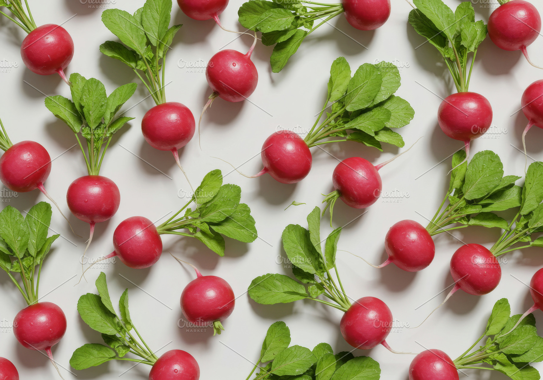 Fresh red radishes with green leaves, a Food & Drink Photo by professorinc