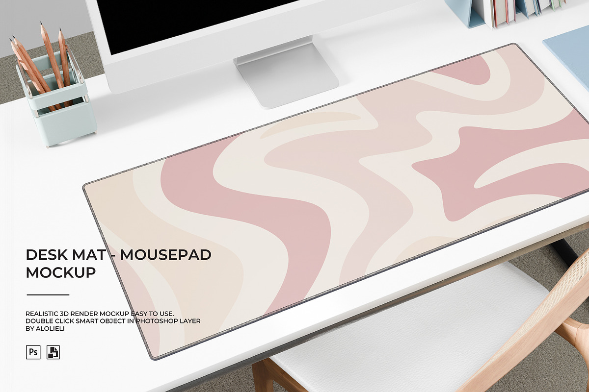 Deskmat - Mousepad Mockup, an Advertising Mockup by Alolieli Studio (Photo 4 of 5)