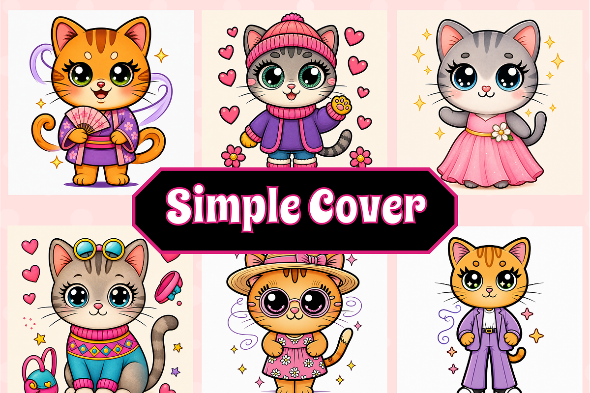 Trendy Cute Cat Fashion Bold & Easy, an Animal Illustration by Design Zone (Photo 2 of 4)
