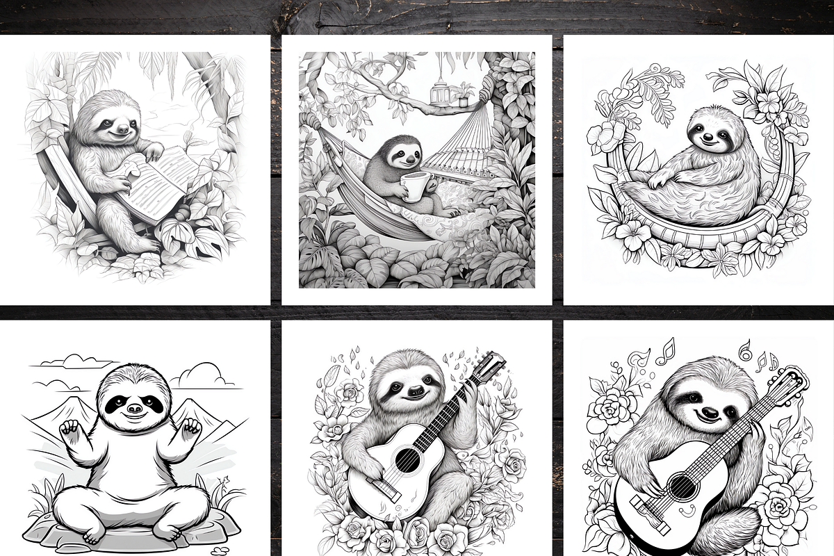 Sloth Coloring Pages for Kids, a Business Card Template by LA Design (Photo 3 of 9)