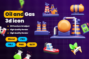 Oil and Gas 3d Icon Pack, an Object 3D Model by Ui Stock