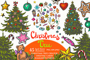 Vector set Christmas Tree, an Illustration by AnnieDove (Thumbnail 1 of 6)