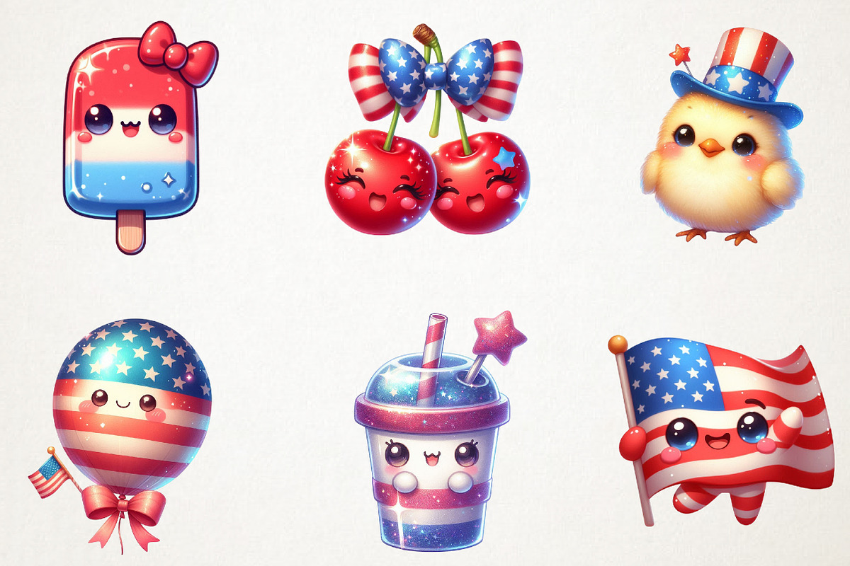 Cute kawaii 4th of July Sublimation, a Seasonal Illustration by RobertsArt (Photo 2 of 7)