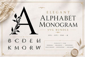 Floral Alphabet Monogram, a Decorative Illustration by Papatongartist