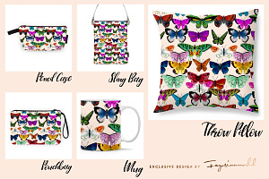 12 Set Butterflies & Pattern.