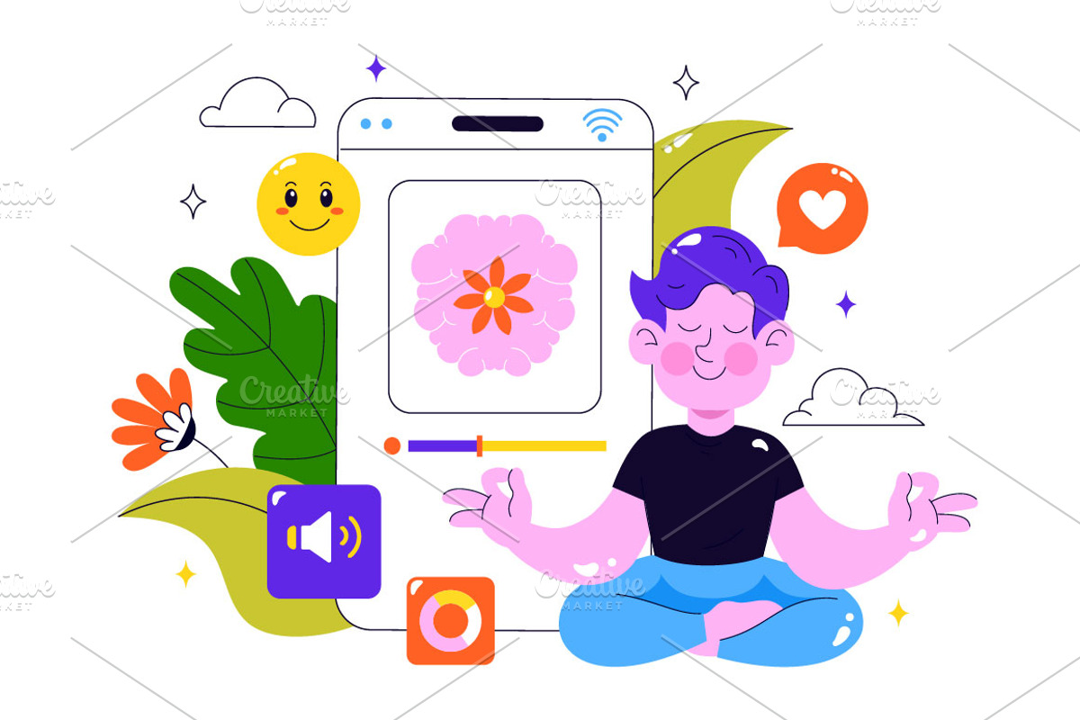 10 Mental Wellness Apps Illustration, a Healthcare Illustration by denayunebgt (Photo 4 of 4)