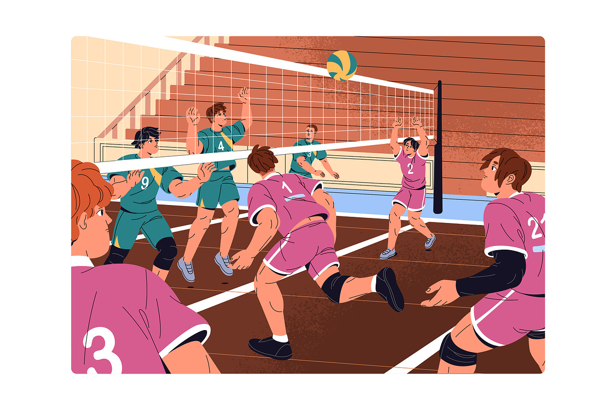 Volleyball players, sports game set, a Sport Illustration by PaperTrident (Photo 3 of 7)