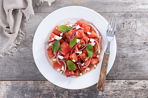 Fresh Watermelon Feta Salad with Mint and Red Onion, a Food & Drink Photo by etorres69
