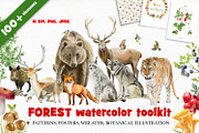 Forest watercolor designer toolkit, an Animal Illustration by Elegantia (Thumbnail 1 of 28)