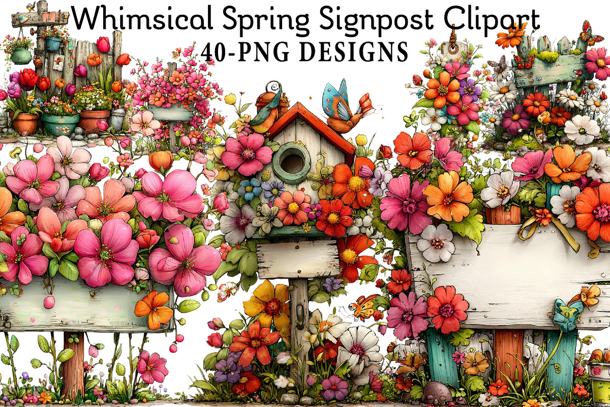 Whimsical Spring Signpost Clipart, an Illustration by Daily.Designs (Photo 1 of 8)