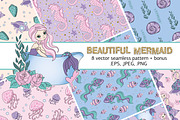 BEAUTY MERMAID, a Pattern Graphic by FARAWAYKINGDOM (Thumbnail 1 of 4)