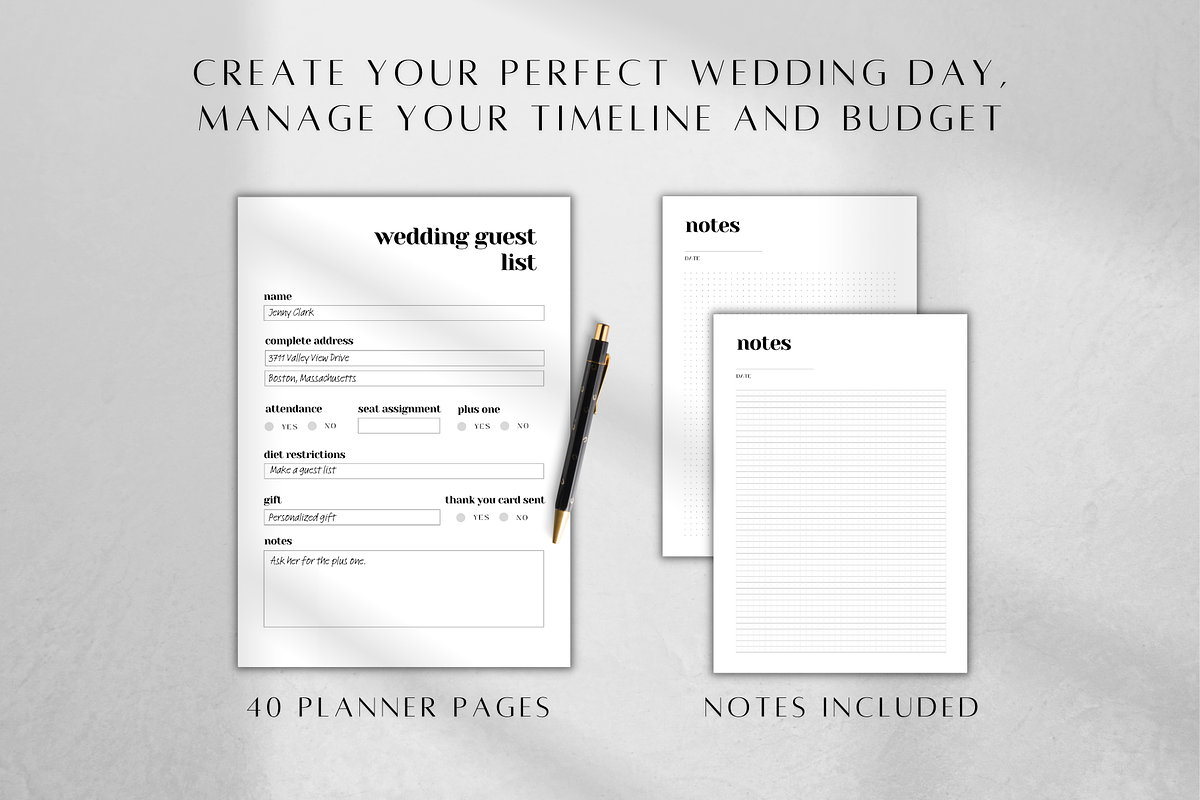 Minimalist Wedding Planner Printable, a Stationery Template by BRANDcontent (Photo 3 of 6)