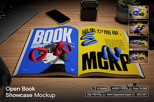 Open Book Showcase Mockup