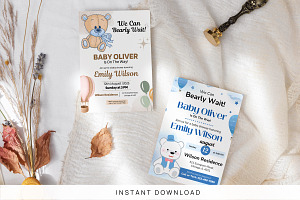Bear Baby Shower Invitation Template, an Invitation Template by Snapybiz