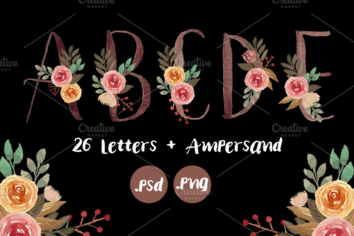 Floral Monogram Letters, a Decorative Illustration by wulano (Photo 1 of 6)