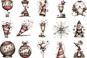 Watercolor New Year Clipart, an Illustration by Designking (Thumbnail 2 of 4)