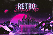 Retro Landscape Kit, an Object Graphic by MiksKS (Thumbnail 1 of 18)
