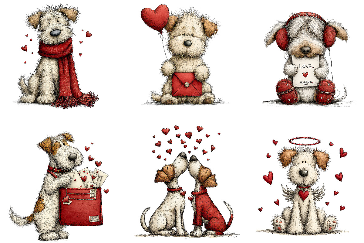 Quirky valentines dogs clipart, an Illustration by CreationArt (Photo 5 of 6)