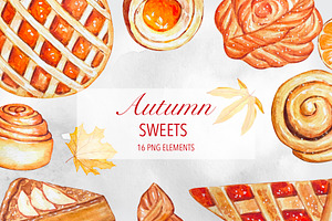 Watercolor autumn food clipart