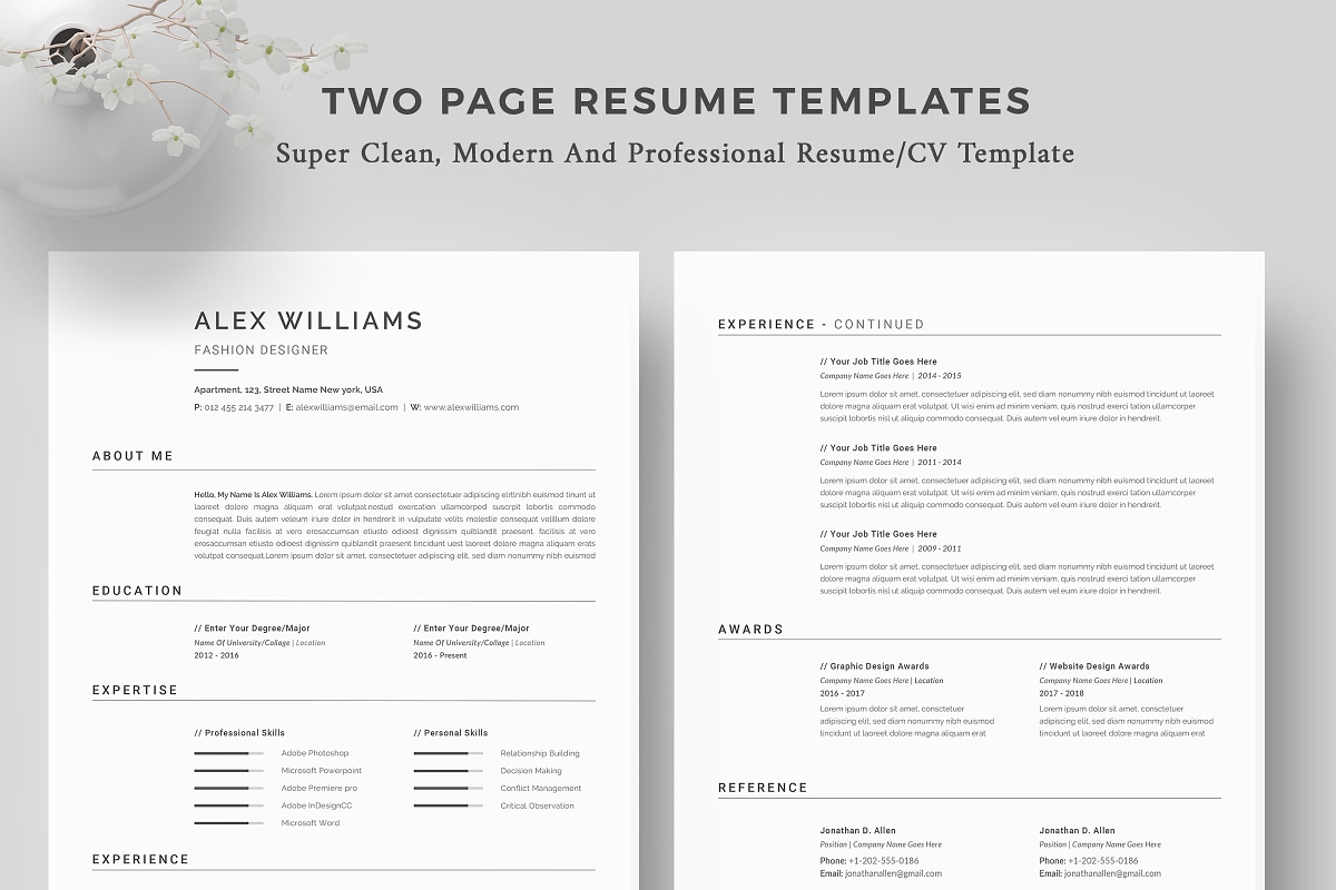 Resume Template / CV, a Resume Template by CreativeZoom (Photo 2 of 7)