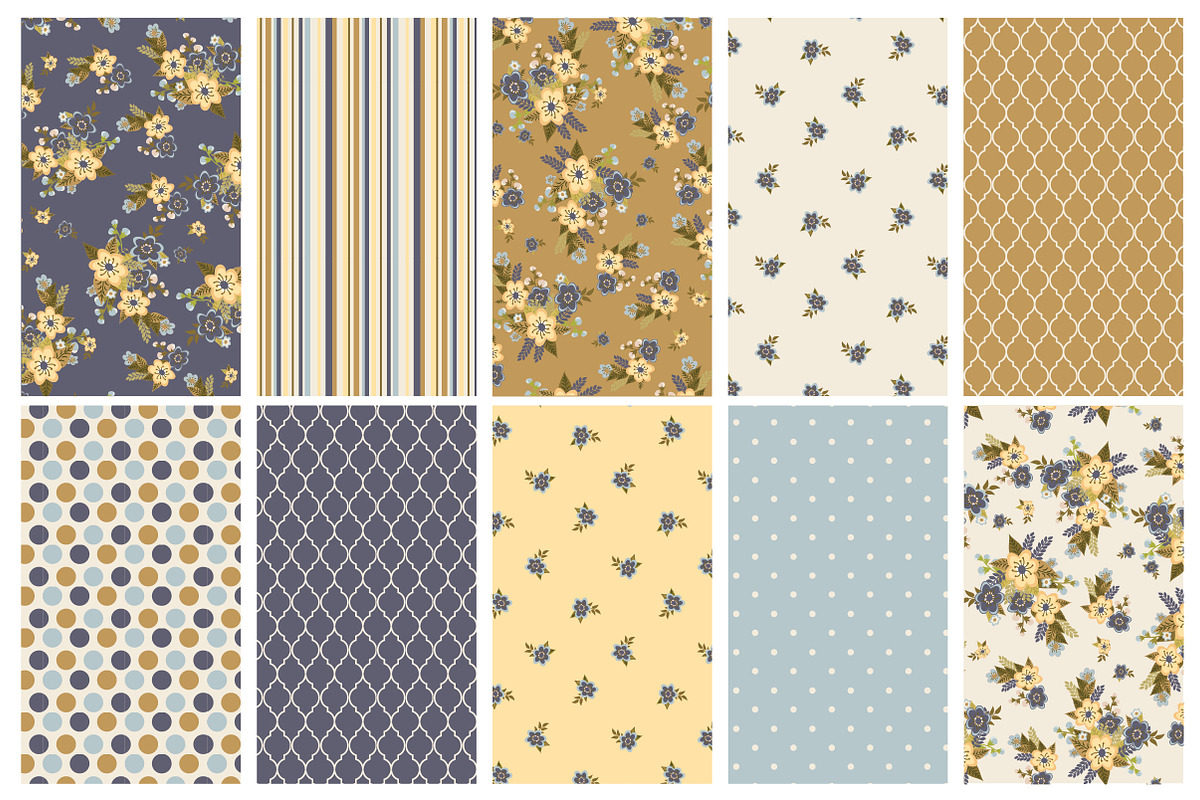 Vintage Floral Papers / Backgrounds preview 2