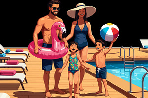 Happy family enjoying themselves, a Holiday Photo by angellodeco