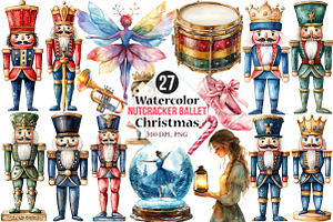 Nutcracker Ballet Christmas Clipart, an Illustration by Canvas Craft