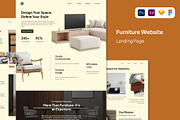 Modern Furniture Landing Page Design, a Landing Page Template by Glyphminds Studios (Thumbnail 1 of 3)