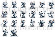 Robotic Cats Clipart Set, a Decorative Illustration by Pati Charm Studio (Thumbnail 2 of 8)