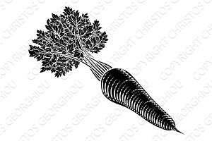 Carrot Vegetable Vintage Woodcut, a Food Illustration by Christos Georghiou