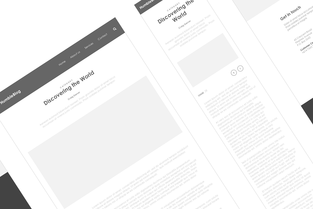Axure responsive template Blog 01, a Wireframe Template by Humble UX (Photo 2 of 5)