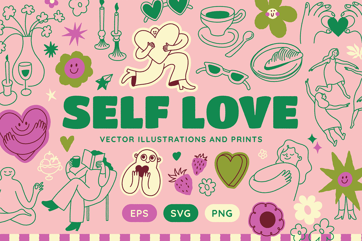 Self love, vector illustrations, an Object Graphic by venimo (Photo 1 of 15)