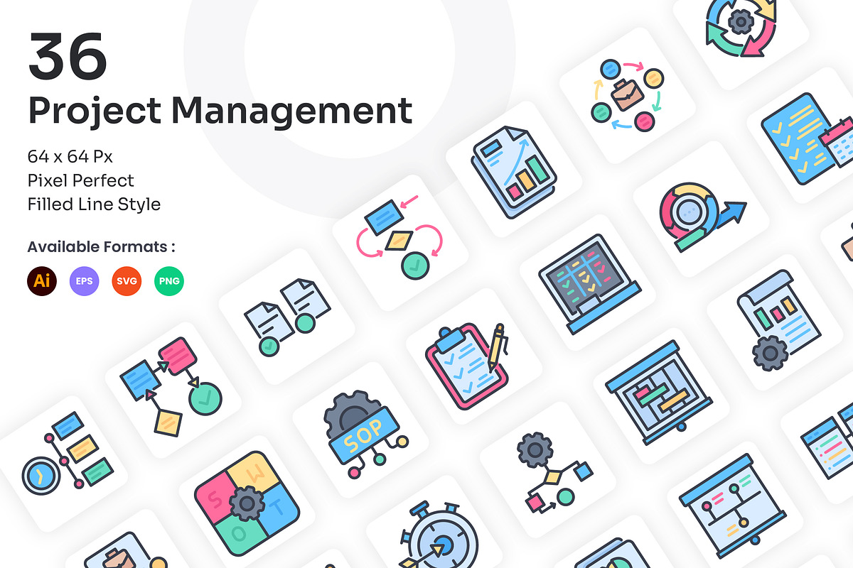Project Management Icons Filled Line, an Icon by Kmg Design (Photo 1 of 3)