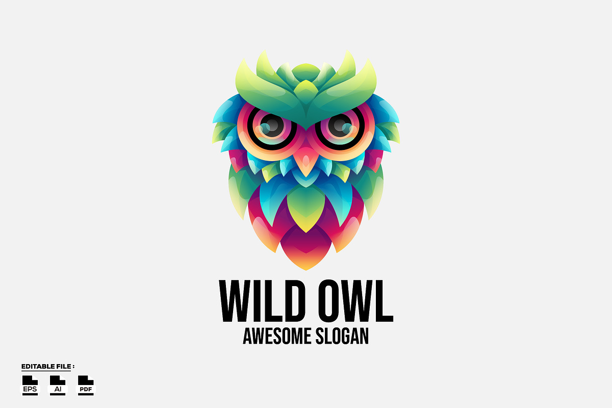 Owl Gradient Colorful Logo, a Branding & Logo Template by LOGTURNAL