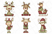 Christmas Cute Reindeer Clipart, an Illustration by DreamPrint404 (Thumbnail 6 of 6)