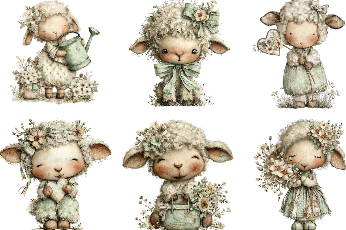 Whimsical Spring Sheep Clipart, an Illustration by Designking (Photo 5 of 5)