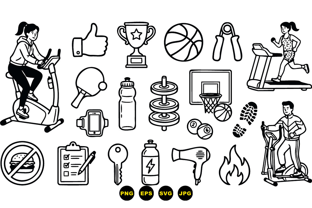 Fitness Equipment Icon Set, an Illustration by designvectx (Photo 3 of 3)