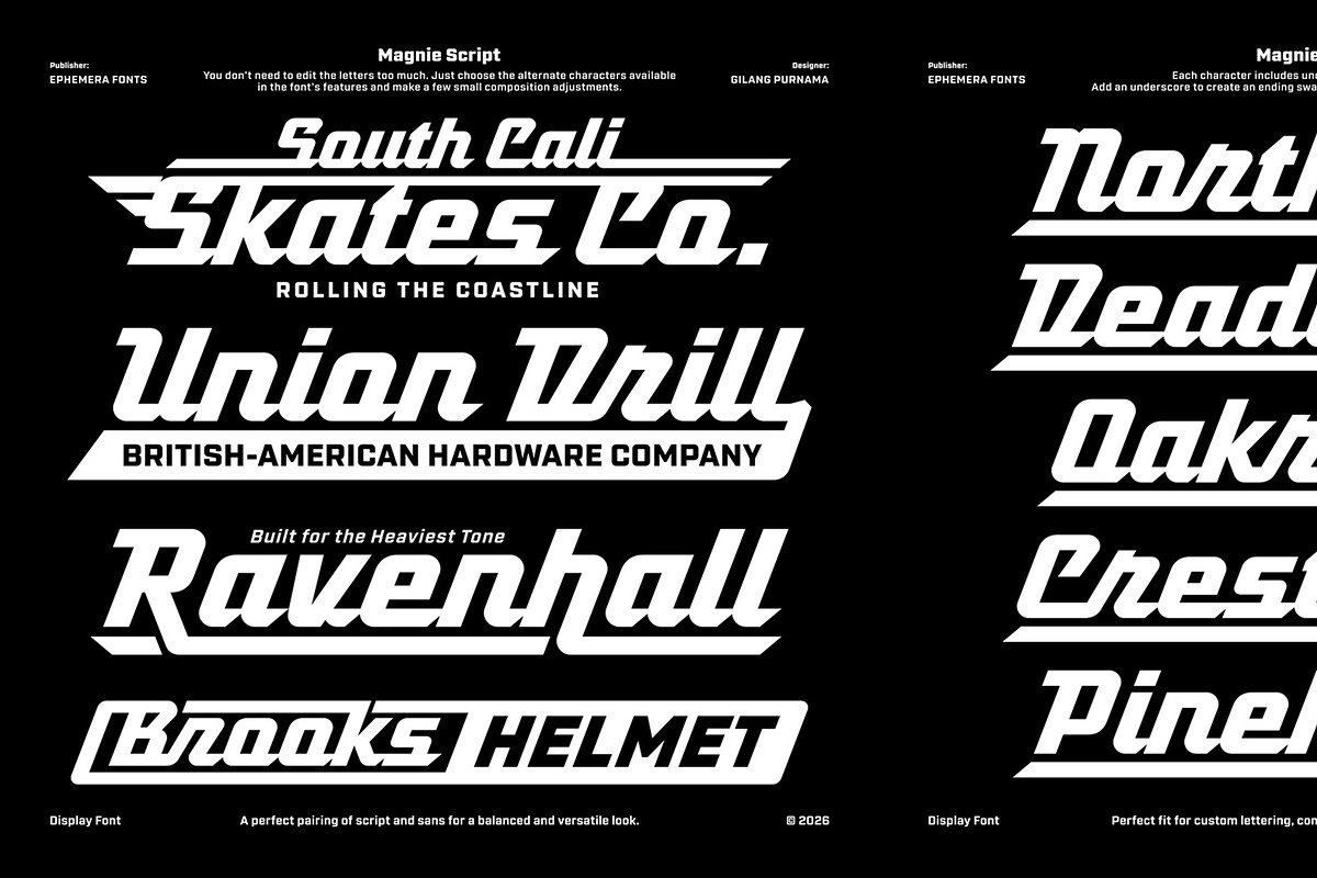 Magnie – Indie Rock Display Font, a Script Font by Spencer & Sons Co. (Photo 7 of 17)