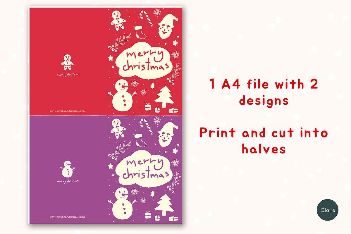 Snowy Christmas Doodles Printables, a Card Template by Clairee Design Studio (Photo 3 of 5)
