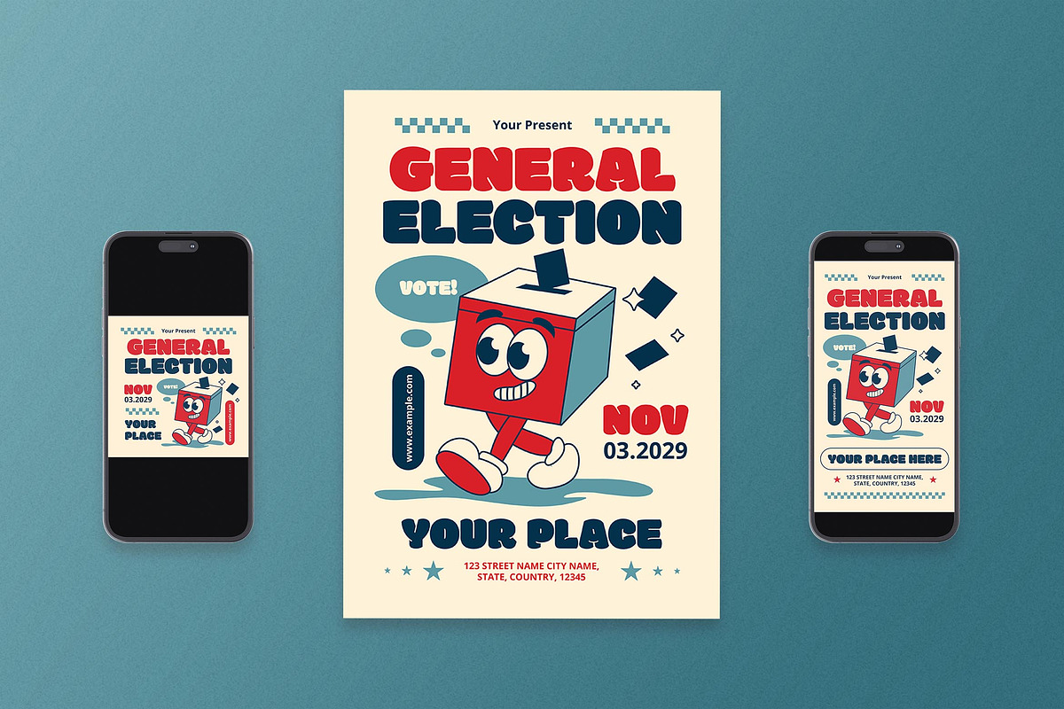 Blue General Election Flyer Set, a Flyer Template by Aiyari Graphic (Photo 1 of 3)