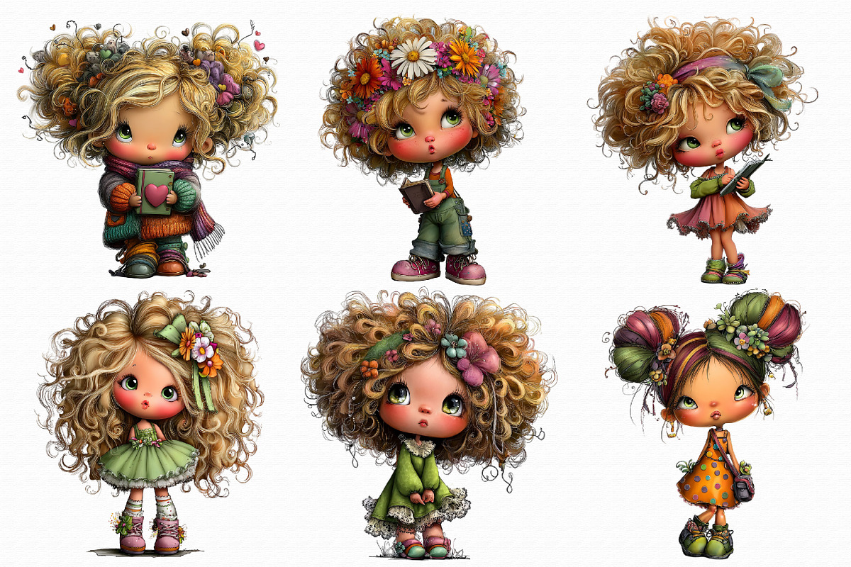 Quirky Girl Clipart, an Illustration by Libby Wishes (Photo 3 of 8)