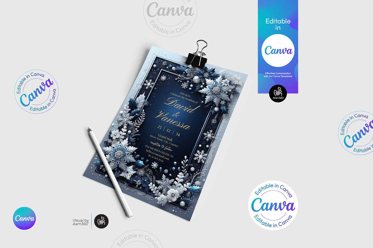Christmas Wedding Invitation Flyer, a Flyer Template by Aam360 (Photo 3 of 5)