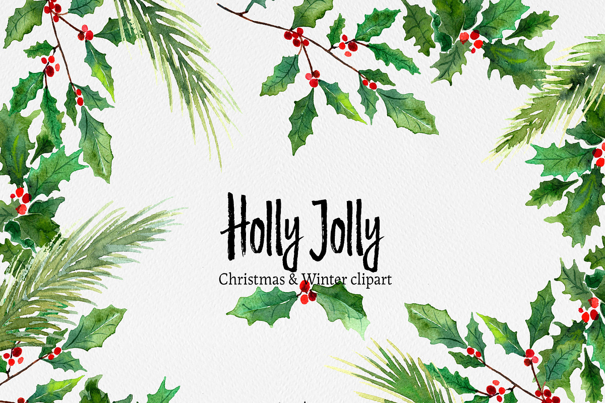 Christmas clip art: HOLLY JOLLY, an Illustration by SandraGraphicDesign (Photo 5 of 5)