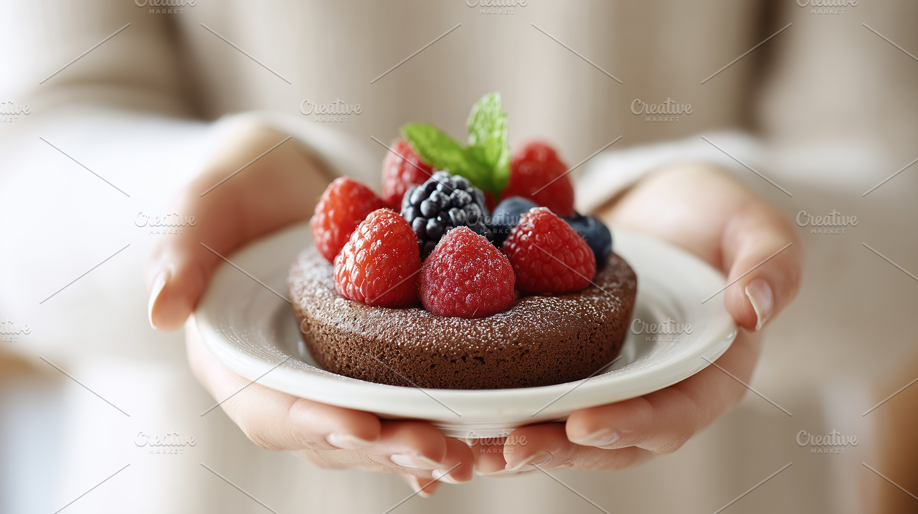 Delicious chocolate dessert topped, a Food & Drink Photo by MistyDay
