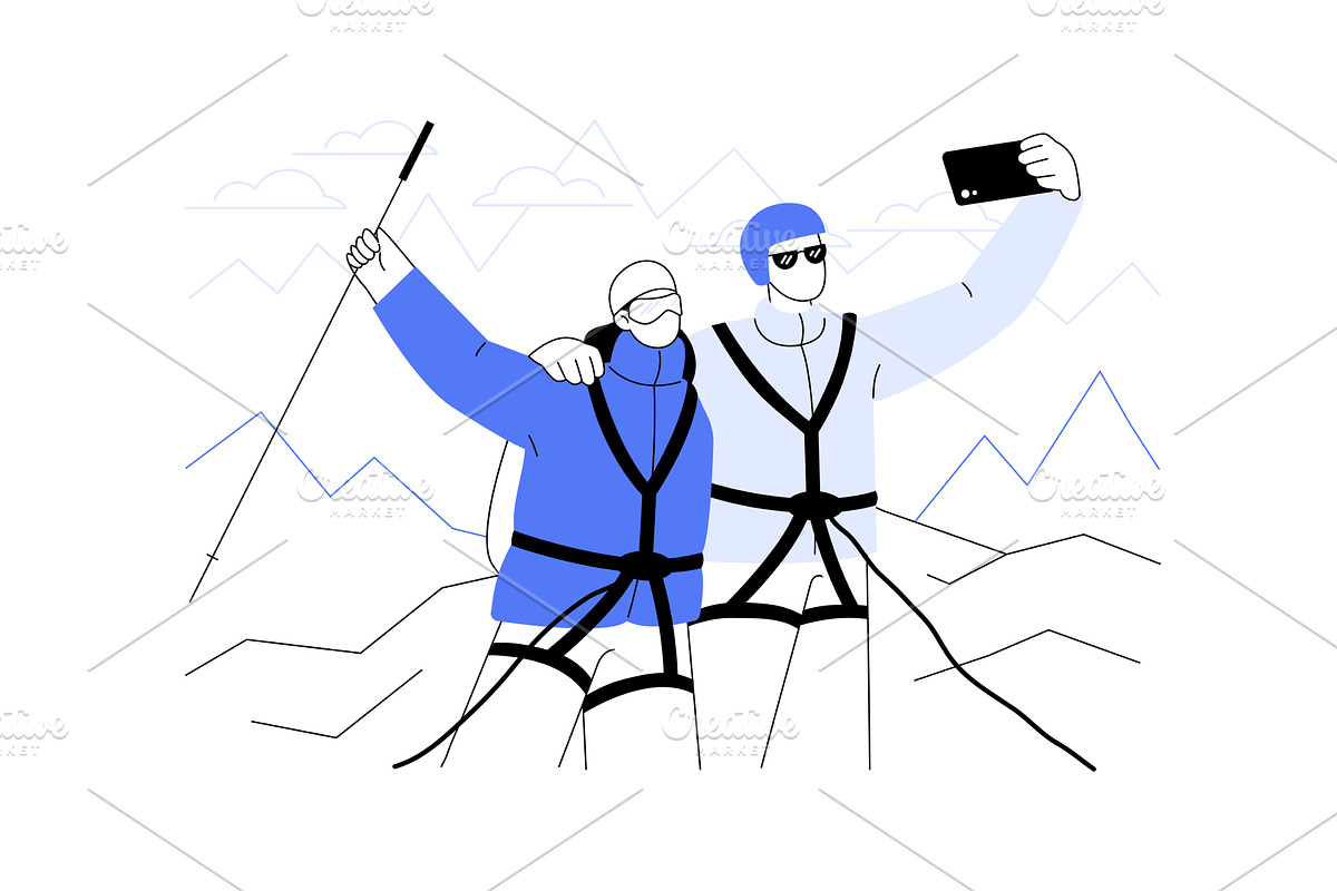 Conquering the peak isolated cartoon, a Person Illustration by Visual Generation